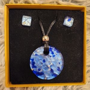 Murano Glass Jewelry Set- Necklace and Earrings